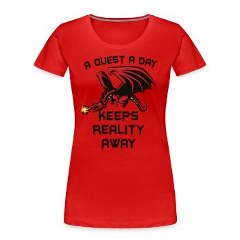 Gamer A Quest A Day Spielen - Frauen Premium Bio T-Shirt - Rot - Vorne - Mia (176cm)