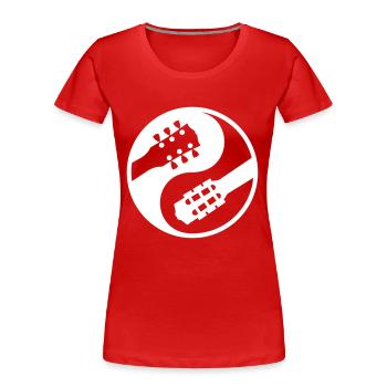klassische Gitarre vs elektrischen yinyang - Frauen Premium Bio T-Shirt - Rot - Vorne - Mia (176cm)
