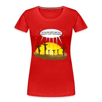 Clap Your Hands - T-shirt bio Premium Femme - rouge - Devant - Mia (176cm)