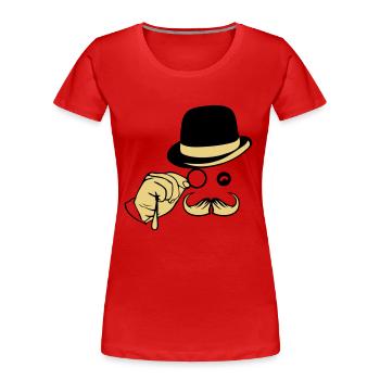 Smiley-Hut Monokel Schnurrbart Melone - Frauen Premium Bio T-Shirt - Rot - Vorne - Mia (176cm)