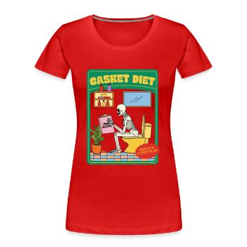 Casket Diet - Vegan Recipes - Skelly's 3 Step Plan - Frauen Premium Bio T-Shirt - Rot - Vorne - Mia (176cm)