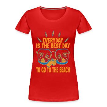 Everyday Is The Best Day To Go To The Beach - Vaca - Frauen Premium Bio T-Shirt - Rot - Vorne - Mia (176cm)