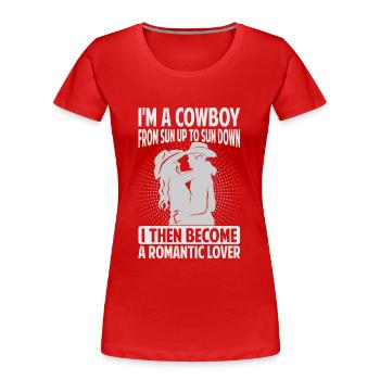 Je suis un cow-boy du soleil au coucher du soleil - Texas - T-shirt bio Premium Femme - rouge - Devant - Mia (176cm)