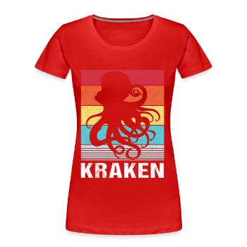 Krake Oktopus Tintenfisch Kraken - Frauen Premium Bio T-Shirt - Rot - Vorne - Mia (176cm)