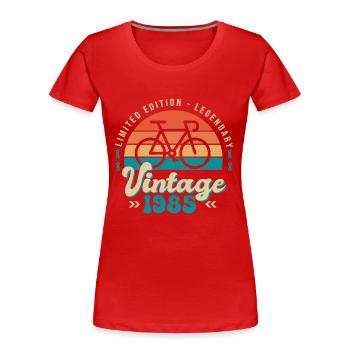 1985 Anniversaire velo cycliste Né en 1985 - T-shirt bio Premium Femme - rouge - Devant - Mia (176cm)