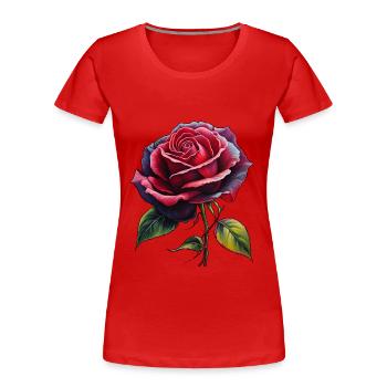 Une rose éternelle - T-shirt bio Premium Femme - rouge - Devant - Mia (176cm)