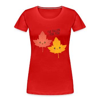I've Fallen For You - Cute Leaf Love Couple - Frauen Premium Bio T-Shirt - Rot - Vorne - Mia (176cm)