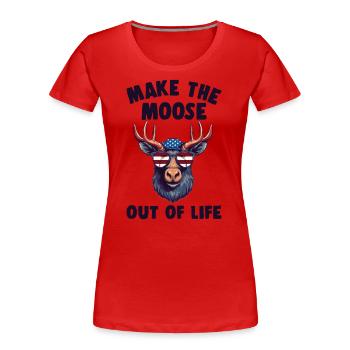 la vie en orignal Cool Moose - T-shirt bio Premium Femme - rouge - Devant - Mia (176cm)