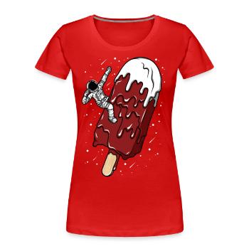 Astronaute -Batonnet glace chocolat - Humoristique - T-shirt bio Premium Femme - rouge - Devant - Mia (176cm)