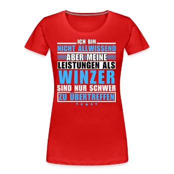 Unübertroffene Leistung als Winzer - Frauen Premium Bio T-Shirt - Rot - Vorne - Mia (176cm)