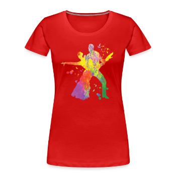 Latin Dancing Couple Aquarell Tänzerin - Frauen Premium Bio T-Shirt - Rot - Vorne - Mia (176cm)
