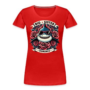 Big Sister Shark Romanze - Frauen Premium Bio T-Shirt - Rot - Vorne - Mia (176cm)