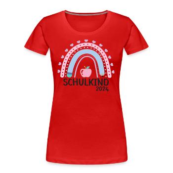 Schulanfang Erster Schultag Schulkind 2024 - Frauen Premium Bio T-Shirt - Rot - Vorne - Mia (176cm)
