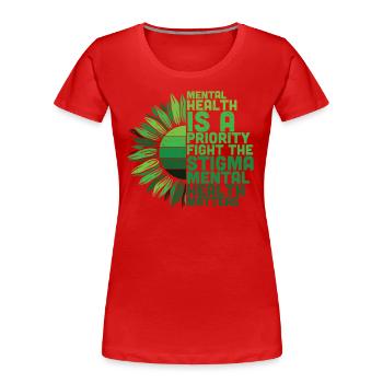 Mental Health Awareness Sonnenblume - Frauen Premium Bio T-Shirt - Rot - Vorne - Mia (176cm)
