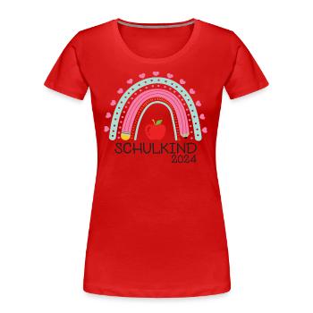 Schulanfang Erster Schultag Schulkind 2024 - Frauen Premium Bio T-Shirt - Rot - Vorne - Mia (176cm)