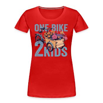 Ein Fahrrad 2 Kinder Retro Fahrrad Cargobike - Frauen Premium Bio T-Shirt - Rot - Vorne - Mia (176cm)