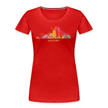 Hambourg Skyline Paysage urbain coloré Hambourg - T-shirt bio Premium Femme - rouge - Devant - Mia (176cm)