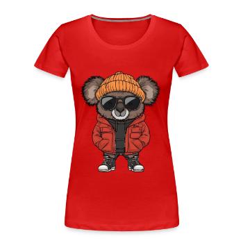 Koala Cool BD - T-shirt bio Premium Femme - rouge - Devant - Mia (176cm)