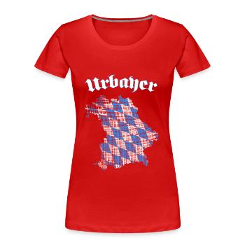 Bayern, bayrisches original, Urbayer, Minga - Frauen Premium Bio T-Shirt - Rot - Vorne - Mia (176cm)
