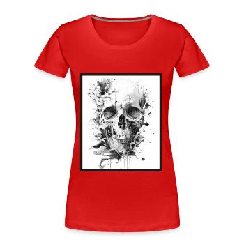 Art abstrait de crâne de crâne - T-shirt bio Premium Femme - rouge - Devant - Mia (176cm)