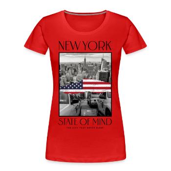 New York City USA America City Skyline Collage - Women's Premium Organic T-Shirt - red - Front - Mia (176cm)