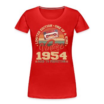 Jahrgang 1954 Retro Geburtstagsgeschenk 1954 - Frauen Premium Bio T-Shirt - Rot - Vorne - Mia (176cm)