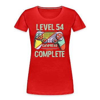 Niveau 54 complète 54 Ans Gamer Level 54 Complete - T-shirt bio Premium Femme - rouge - Devant - Mia (176cm)