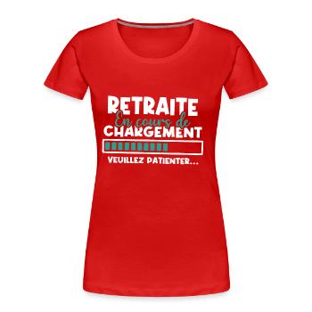 Retraite en cours de chargement - T-shirt bio Premium Femme - rouge - Devant - Mia (176cm)