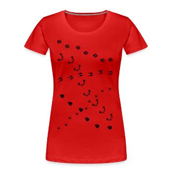 naturbursche tier spur fährte abdruck wolf hirsch - Frauen Premium Bio T-Shirt - Rot - Vorne - Mia (176cm)