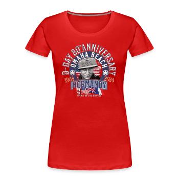 D DAY 80th anniversary in Normandy - T-shirt bio Premium Femme - rouge - Devant - Mia (176cm)