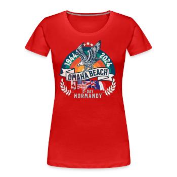 D DAY 80th anniversary Omaha Beach Normandy - T-shirt bio Premium Femme - rouge - Devant - Mia (176cm)