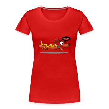 CHIEN SAUCISSE - T-shirt bio Premium Femme - rouge - Devant - Mia (176cm)