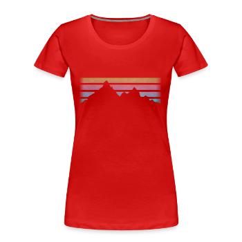 BERGE - WANDERN - RETRO Stripes - Frauen Premium Bio T-Shirt - Rot - Vorne - Mia (176cm)