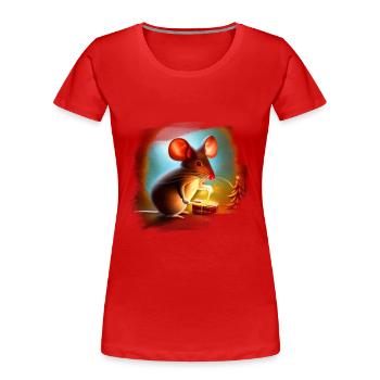Souris de Noël - T-shirt bio Premium Femme - rouge - Devant - Mia (176cm)