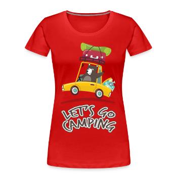 Allons faire du camping et voyager en voiture T-shirt - T-shirt bio Premium Femme - rouge - Devant - Mia (176cm)