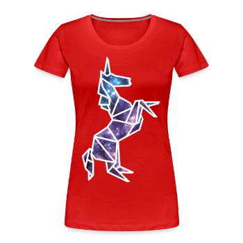 Galaxy Unicorn - Women's Premium Organic T-Shirt - red - Front - Mia (176cm)