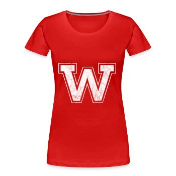 Lettre W - T-shirt bio Premium Femme - rouge - Devant - Mia (176cm)