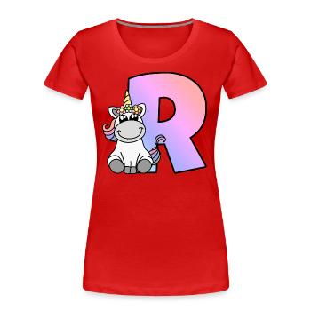 Einhorn Buchstabe R - Frauen Premium Bio T-Shirt - Rot - Vorne - Mia (176cm)