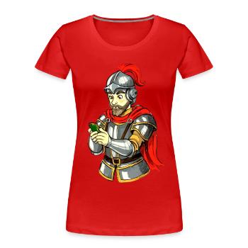 Knight with smartphone - Women's Premium Organic T-Shirt - red - Front - Mia (176cm)