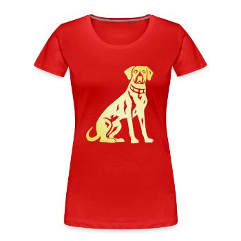 Silhouette de chien dalmatien - T-shirt bio Premium Femme - rouge - Devant - Mia (176cm)