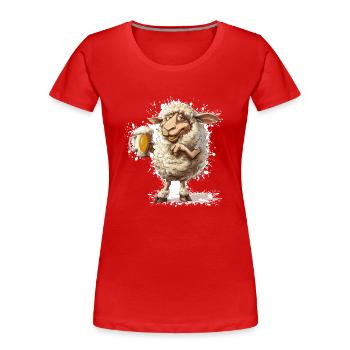 Schaf Bier Lustig - Frauen Premium Bio T-Shirt - Rot - Vorne - Mia (176cm)