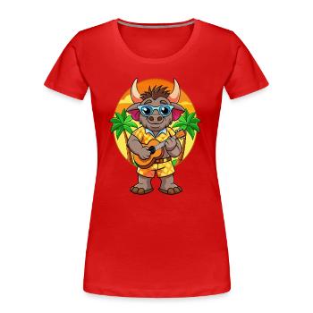 Lustige Buffalo Cartoon Sommer Strand Sonnenbrille - Frauen Premium Bio T-Shirt - Rot - Vorne - Mia (176cm)