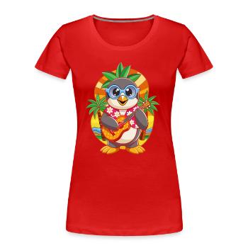 Lustige Pinguin Cartoon Sommer Strand Sonnenbrille - Frauen Premium Bio T-Shirt - Rot - Vorne - Mia (176cm)