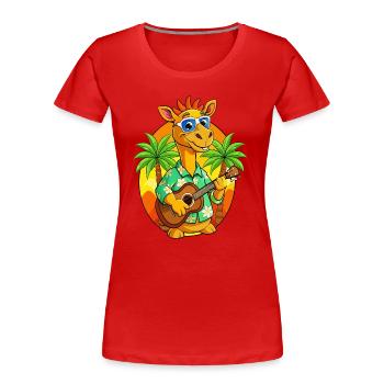 Funny Camel Cartoon Summer Beach Sunglasses Guitar - Women's Premium Organic T-Shirt - red - Front - Mia (176cm)