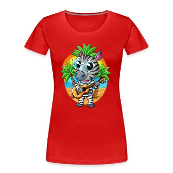 Lustige Zebra Cartoon Sommer Strand Sonnenbrille Gitarre - Frauen Premium Bio T-Shirt - Rot - Vorne - Mia (176cm)