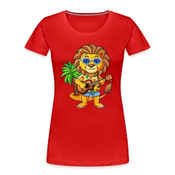Lunettes de soleil de plage d’été Funny Lion Hawaiian - T-shirt bio Premium Femme - rouge - Devant - Mia (176cm)
