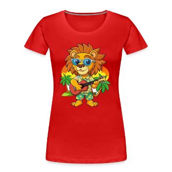 Lunettes de soleil de plage d’été Funny Lion Hawaiian - T-shirt bio Premium Femme - rouge - Devant - Mia (176cm)