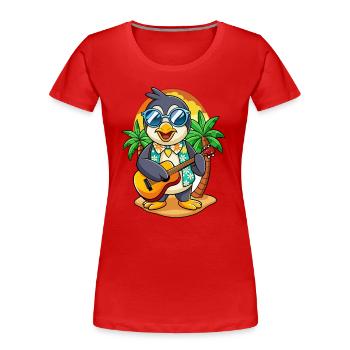 Lustige Pinguin Sommer Strand Sonnenbrille Hawaiianisch - Frauen Premium Bio T-Shirt - Rot - Vorne - Mia (176cm)