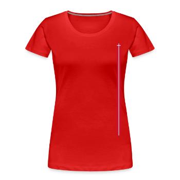 Dänemarkflagge Style Streifen - Frauen Premium Bio T-Shirt - Rot - Vorne - Mia (176cm)