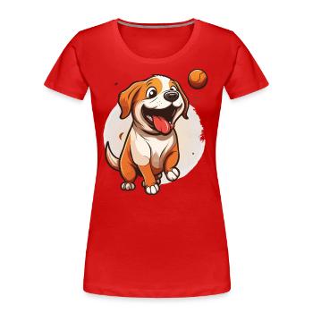Le chiot espiègle - T-shirt bio Premium Femme - rouge - Devant - Mia (176cm)